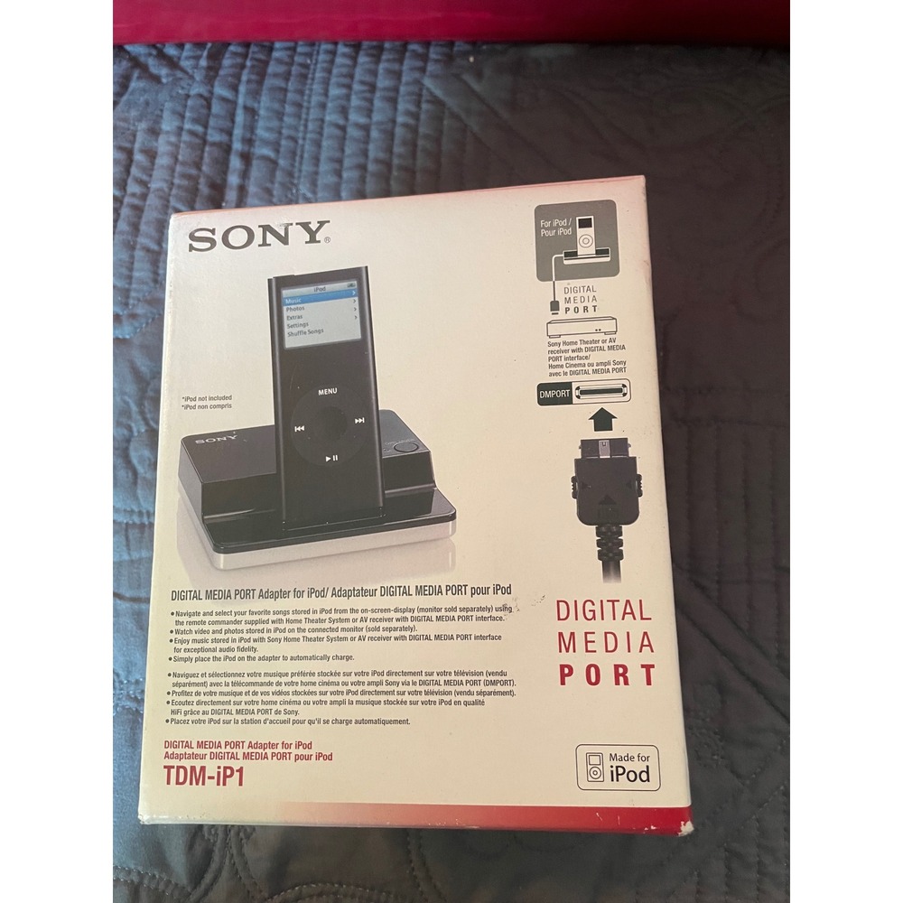 Sony TDM-iP1 Digital Media Port Adapter for iPod Docking Station Black NIB
